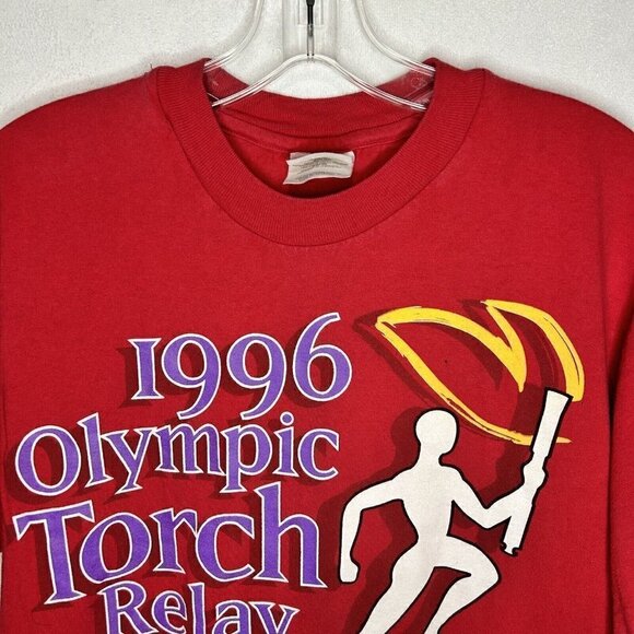 Vintage Hanes 1996 Atlanta Olympics Torch Relay Red Coca-Cola T-Shirt Sz M - Picture 3 of 8